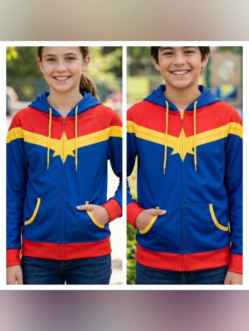 Marvel Captain Marvel Kids Costume Zip-Up Hoodie Jacket Size XL 14/16